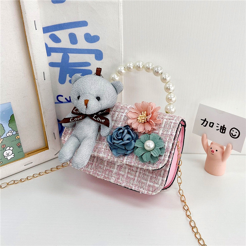 Bolso para niños 2021 nueva niña linda bolsa de mensajero moda princesa perla bolso cadena bolsa de hombro