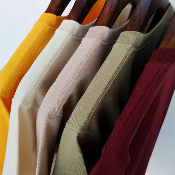 Heavy Cotton Super Sweat Absorbing Coarse Cotton Solid Color Impermeable Foundation Seamless Base Shirt Loose Casual Men's and Women's White T-Shirt