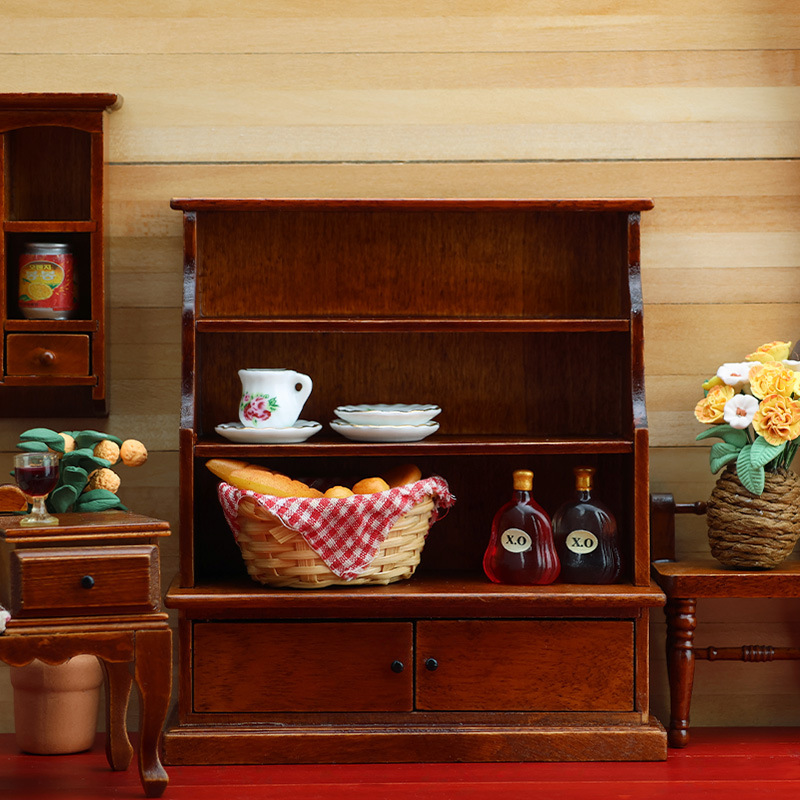 1:12娃娃屋dollhouse迷你家具木质工艺品微缩场景摆件多层置物柜|undefined