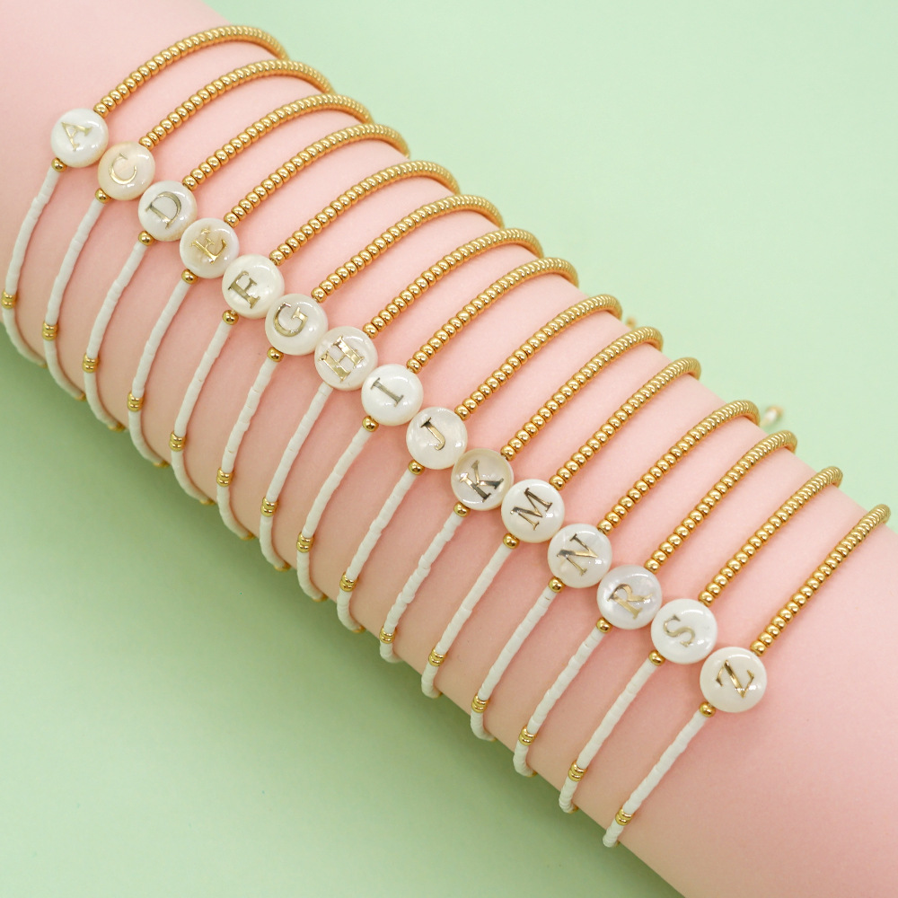 5g Weight Simple Style Letter Glass Bead Bracelets For Women