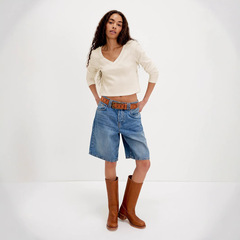 ヨーロッパとアメリカの新しい女性の無地スリムフィット右肩長袖小さなワッフル V ネックファッショナブルで多用途なトップ