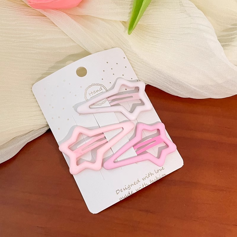 Dulces pinzas de cabello de estrellas rosadas, pinzas de cabello para mujeres, pinzas de cabello rotas, pinzas de cabello para la frente, pinzas de cabello lindas