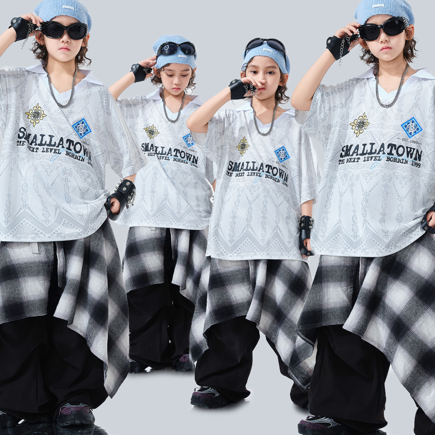 儿童街舞潮服男童嘻哈炸街hiphop潮炫酷演出服少儿夏季短袖两件套