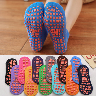 Trampoline Socks Floor Yoga Glue Non-Slip Boat Socks Sports Solid Color Medium and Large Children's Spring and Autumn Men's and Women's Socks Factory Wholesale