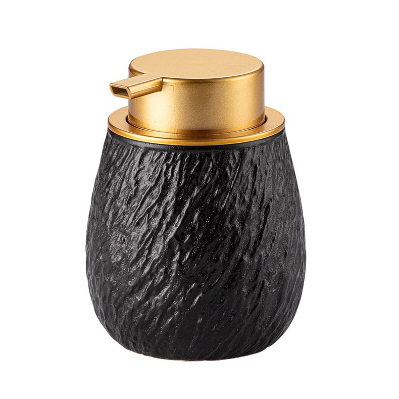 Dispensador de jabón cerámico tipo espuma con diseño de piedra, para gel de ducha y champú, botella de cerámica recargable de estilo nórdico.