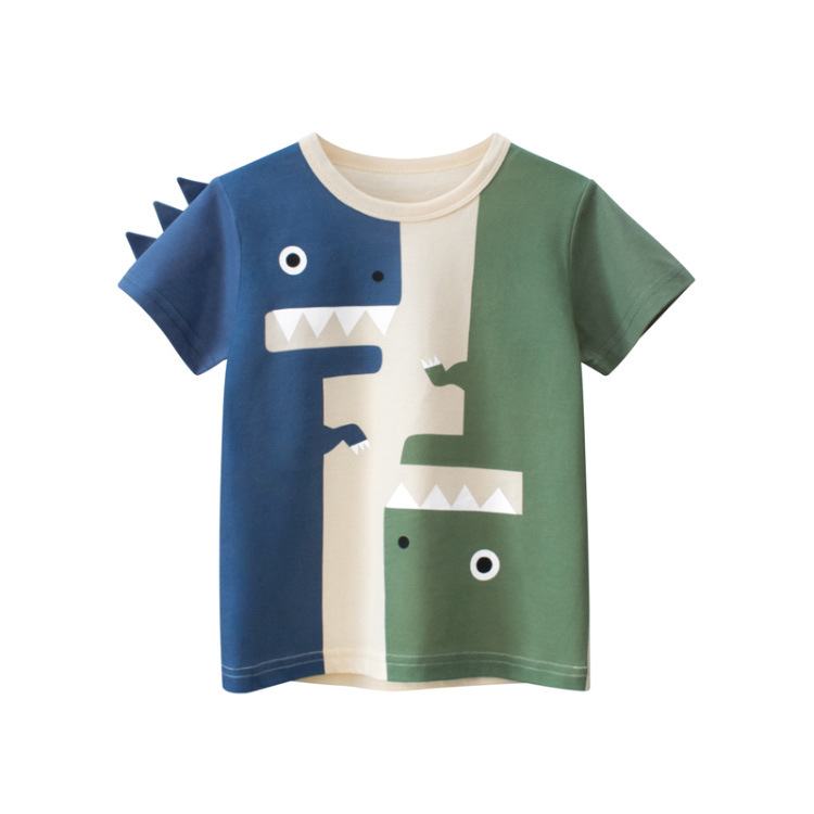 27kids brand children's clothing summer 2023 Korean children's short-sleeved T-shirt dinosaur baby clothes a consignment