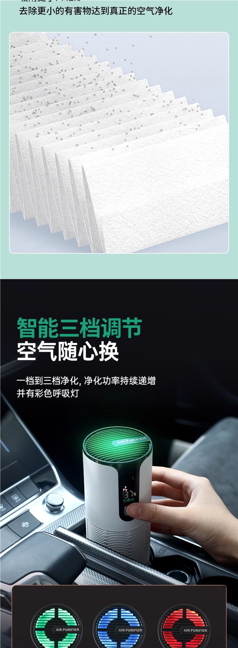 Car Air Purifier Suitable for Xiaomi Car Pm2.5 Negative Ion New Car Interior to Eliminate Formaldehyde and Remove Odor