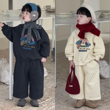 儿童新款秋冬加绒加厚韩版两件套中小童卡通休闲过冬套装