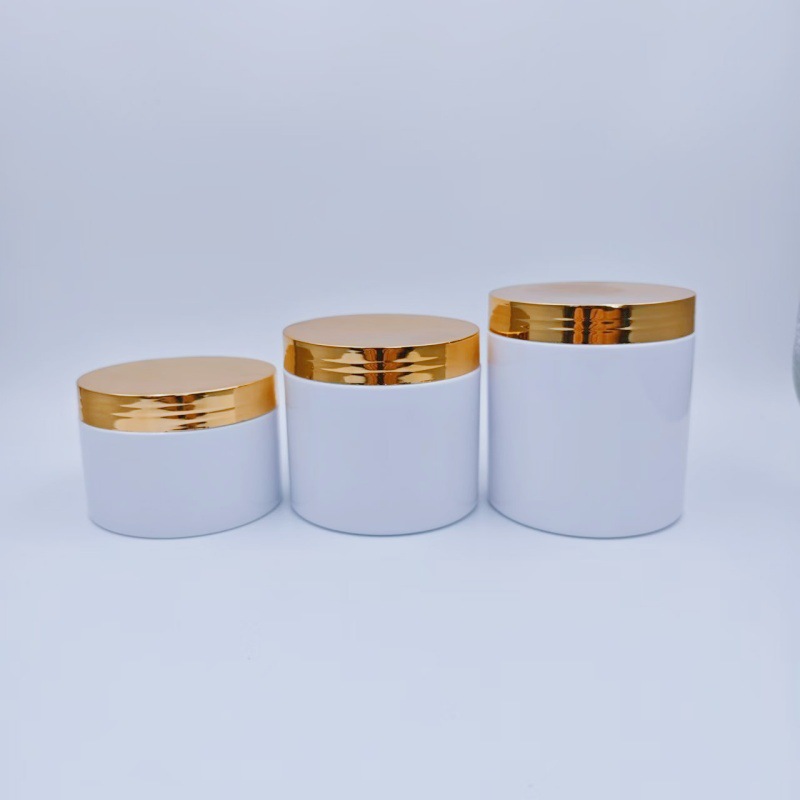 Inventario 89 series de material PET blanco botella de plástico de boca ancha botella de crema para el cuidado de la piel botella de máscara de barro