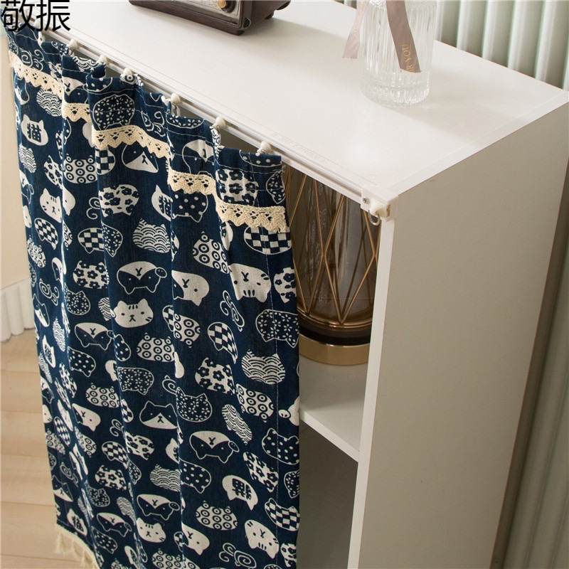 Cabinet door curtain, no-drill cabinet cover curtain, movable wardrobe storage rack dustproof curtain, track-type shoe rack curtain