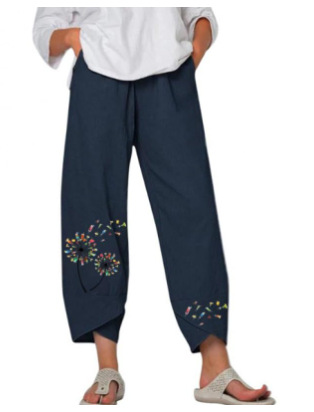 Lino de bambú 2023 nueva primavera suelta moda Impresión digital directa la fábrica pantalones casuales verano