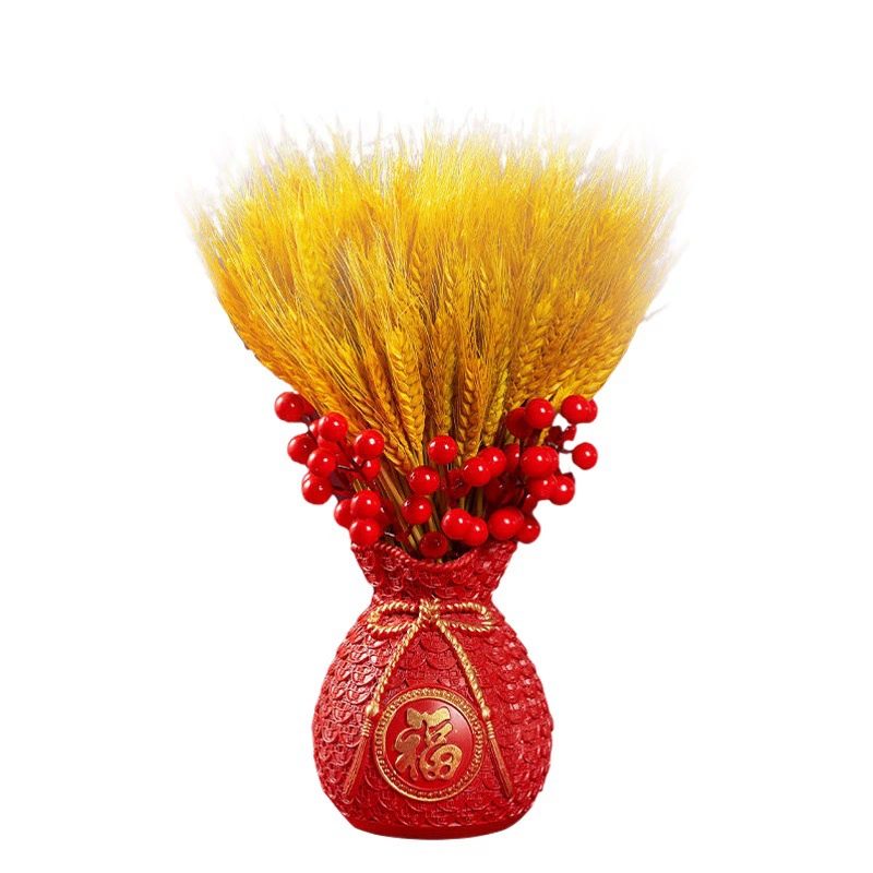 Натуральный золотой пшеничный колос мешок с денежными вазами для украшения гостиной