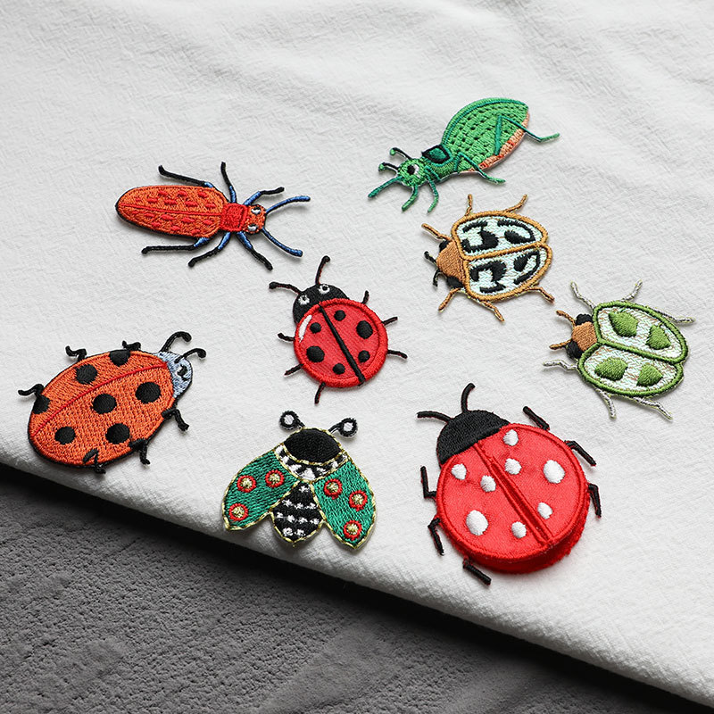 Ladybug Beetle Patch Insect Clothes Mobile Phone Case Scarf diy Decorative Pattern Small Cloth Self-Adhesive Sticker Cross Border