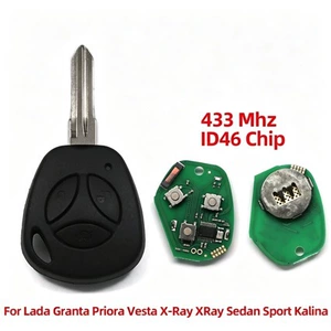 Suitable for Lada 433 frequency ID46 chip car key, straight remote control key with 3 buttons