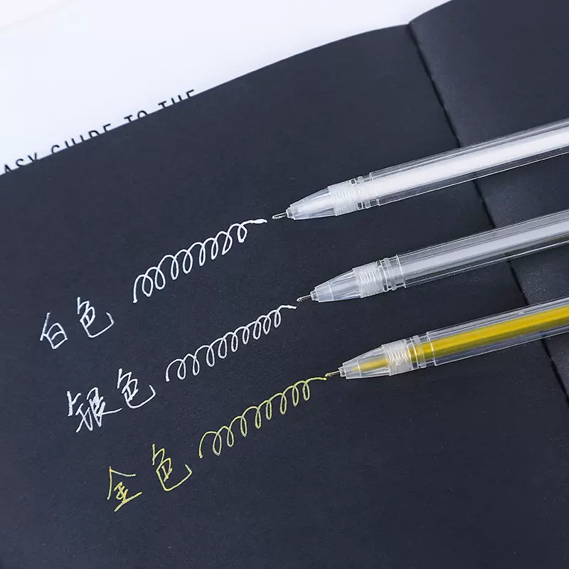 跨境白色高光笔美术描边专用金色银色笔学生DIY手账笔绘画中性笔