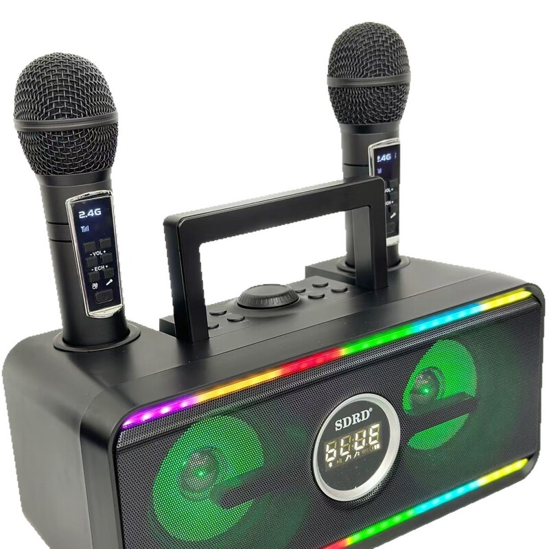 クロスボーダー SD216 ポータブルワイヤレス Bluetooth スピーカーカラオケファミリー KTV デュアルマイク RGB サブウーファー屋外|undefined