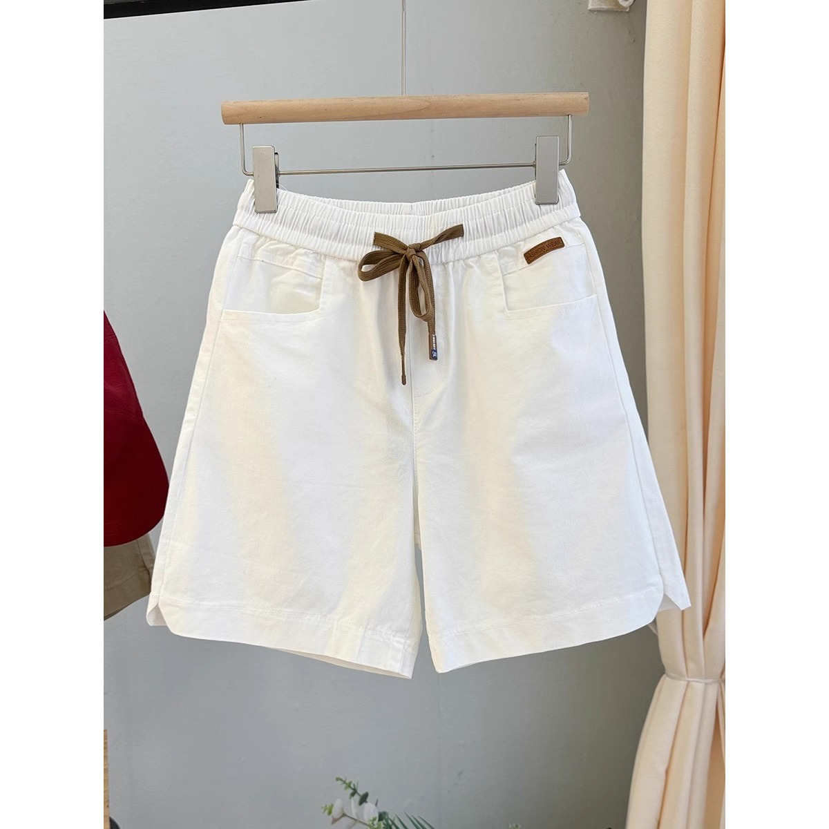 Quần short nữ dáng rộng 5 phân cotton wash phong cách Hàn Quốc — đen
