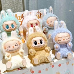 祖国版POPMART拉布布一代LABUBU坐坐派对马卡龙毛绒娃娃搪胶盲盒