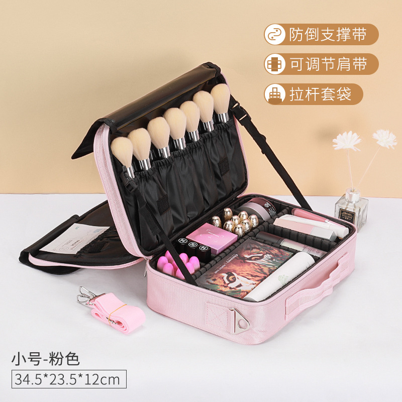 ⭐ Bolsa de maquillaje de gran capacidad, caja de herramientas de bordado de mujer, maquillaje portátil profesional y bolsa de almacenamiento de maquillaje sin género