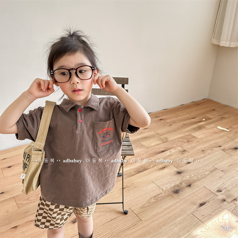 Children's clothing 2024 summer new style Korean style children's summer polo shirt T-shirt boys and girls short-sleeved T-shirt 123235