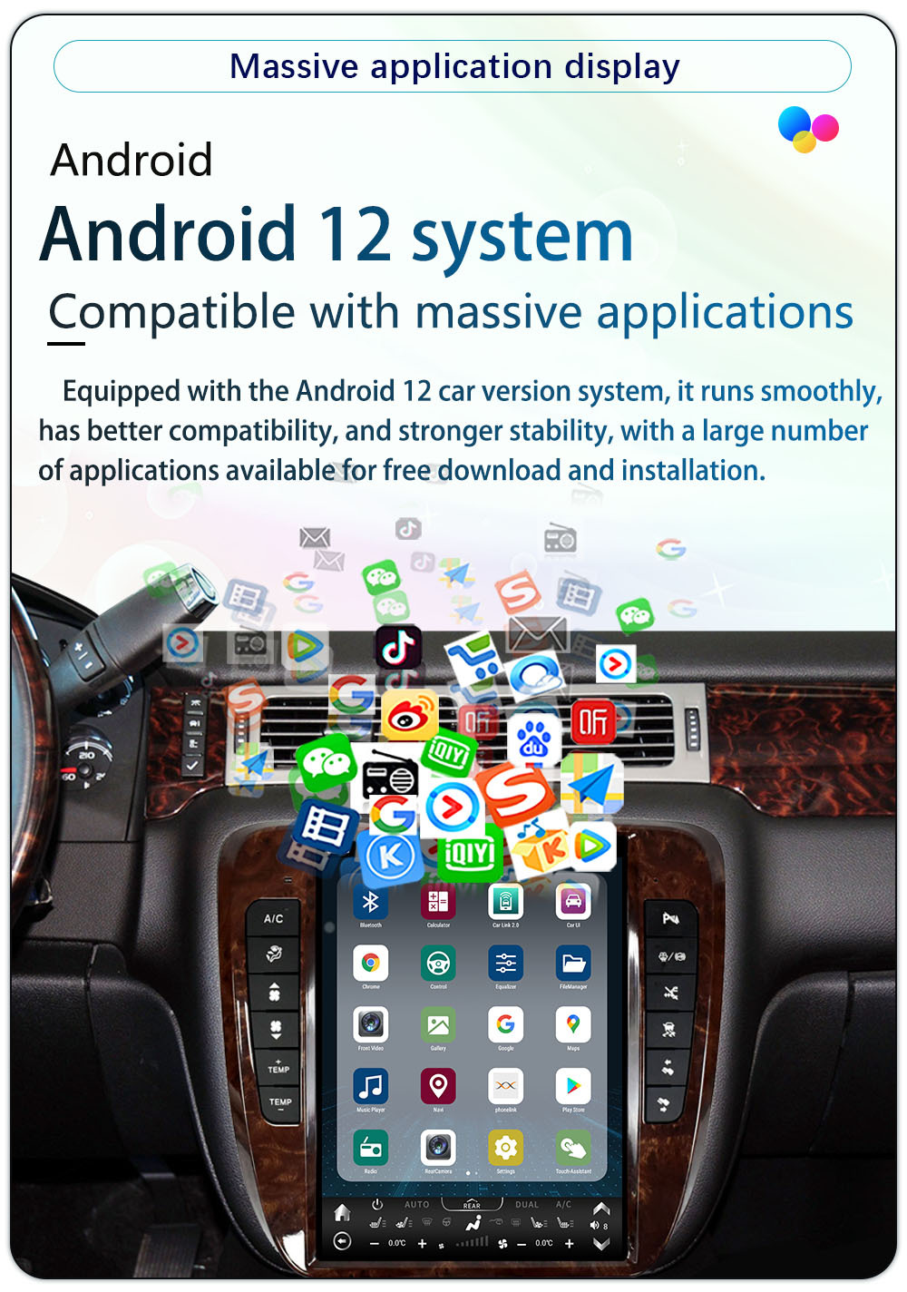 Suitable for 07-13 Chevrolet Gmc Android Large Vertical Screen 4g Navigator 12.1inch Central Control Large Screen All-In-One Machine