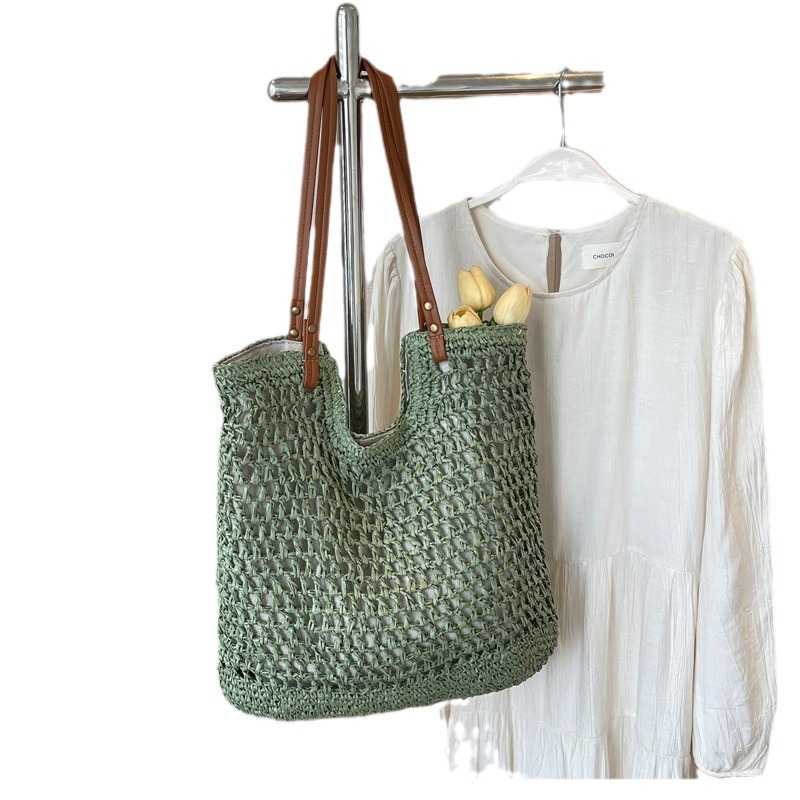 Bolsa de algodón de hombro casual de gran capacidad, nueva bolsa de malla hueca, bolsa de playa de vacaciones en la playa, bolsa de mujer