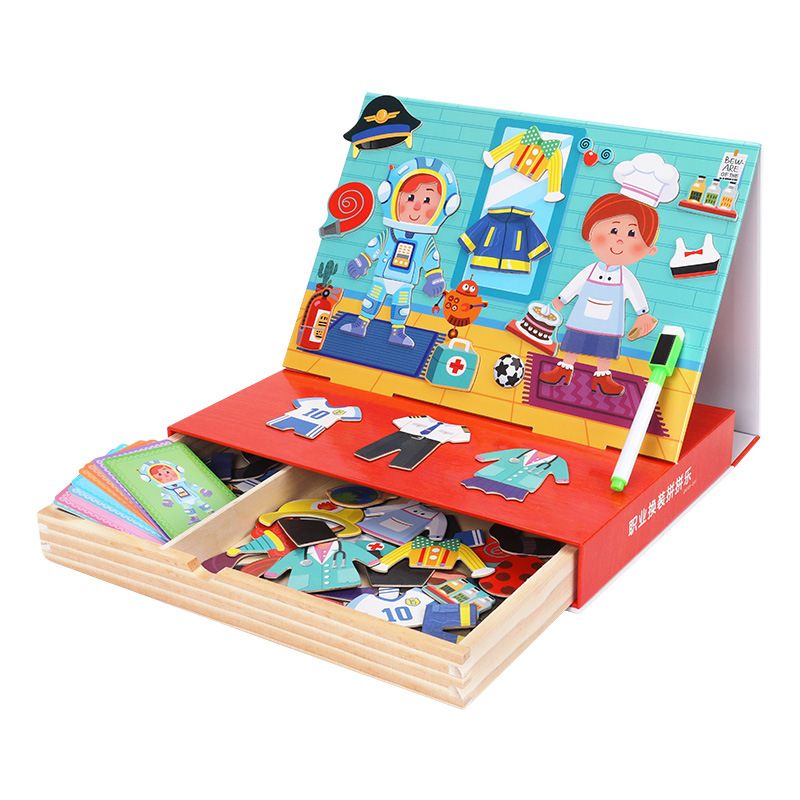 Rompecabezas de bolas de madera tablero de dibujo magnético rompecabezas para niños multifuncional rompecabezas magnético tablero de dibujo juguetes educativos de enseñanza