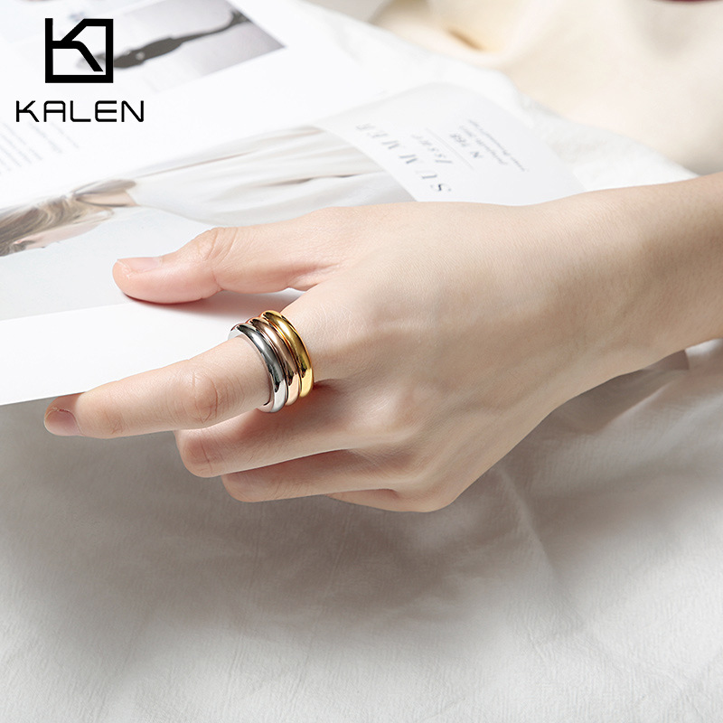 Men’s Polished Plain Band Ring Simple Stainless Steel Stackable_voghion.com