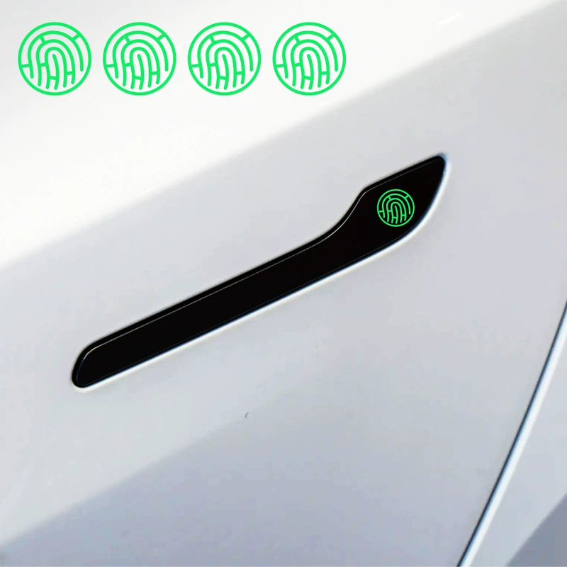 Трансграничные автомобильные отпечатки пальцев разблокировать светящийся автомобиль наклейки креативные дверные ручки наклейки отпечатков пальцев флуоресцентные разблокированные водонепроницаемые автомобильные наклейки
