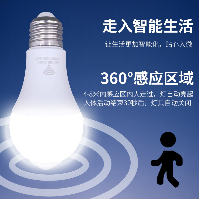 LEDレーダー人体感知電球廊下用電球E27ネジ口赤外線電球専用レーダー感知|undefined