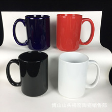 厂家制作大容量陶瓷直身杯 外贸出口15oz马克杯 陶瓷杯印刷logo