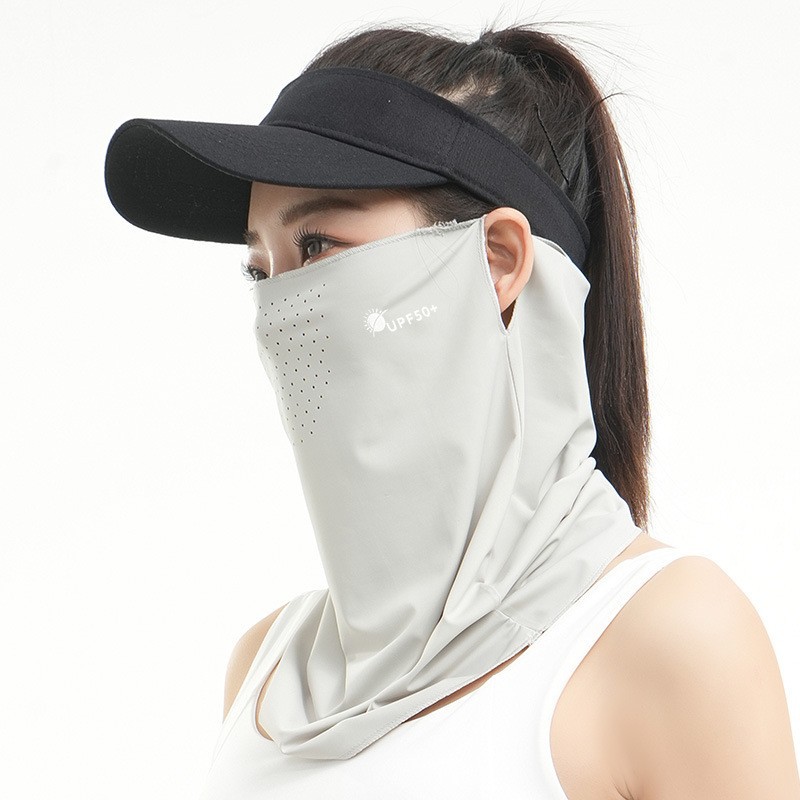 Ice Silk Sun Protection Mask for Women, Cycling Uv Protection Neck Gaiter with Ear Loops, Ice-Feel Sunshade Breathable Sun Protection Veil