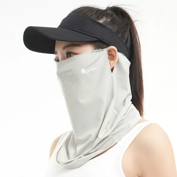 Ice Silk Sun Protection Mask for Women, Cycling Uv Protection Neck Gaiter with Ear Loops, Ice-Feel Sunshade Breathable Sun Protection Veil