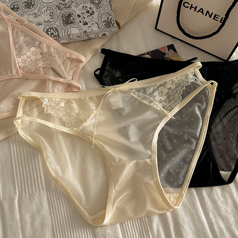 日系网纱裸感蕾丝高颜值内裤少女细带透气纯欲性感低腰内裤女