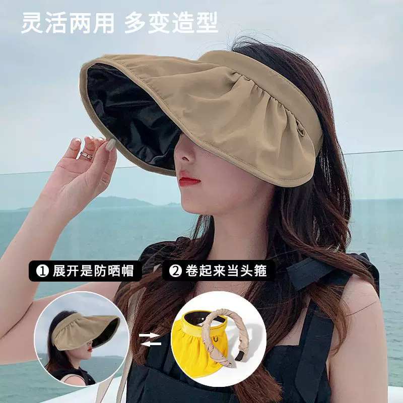 Solar-Powered Sun Visor Hat, Korean Style, UV Protection, Convertible to Headband