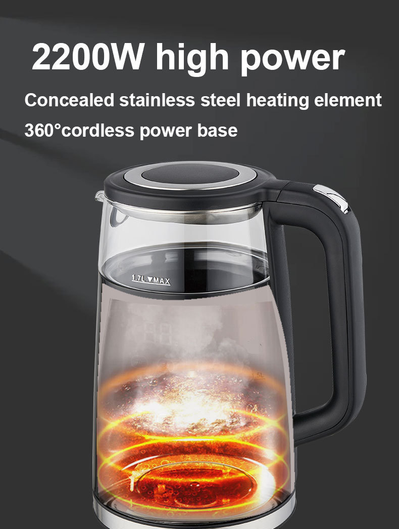 Electric Glass Kettle With Smart Touch Screen Temperature Control_voghion.com