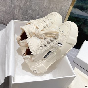 High version cotton candy canvas shoes new women's height increasing Wu Jianhao same style shoes hidden platform shoes women's shoes