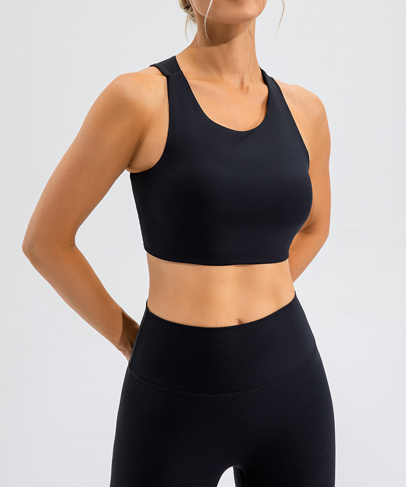 Nylon, Spandex Fabric Type Women's Sports Solid Color Nylon Spandex Round Neck Active Tops Vest