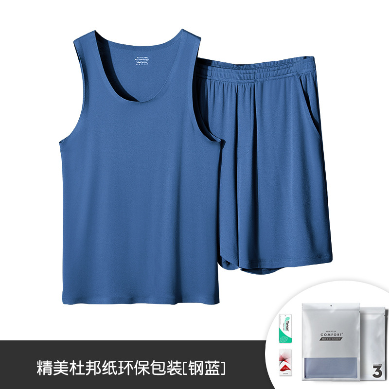 80 de Seda Hielo modal primavera y verano los hombres pijamas traje chaleco pantalones cortos delgada que basa puede ser usado fuera en stock