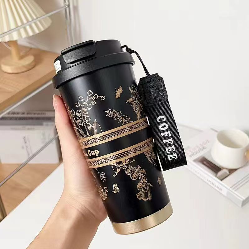 Taza de café multicolor de venta caliente Taza de aislamiento térmico de acero inoxidable portátil para salir taza de agua de paja nueva taza de bebida directa de alto valor nominal