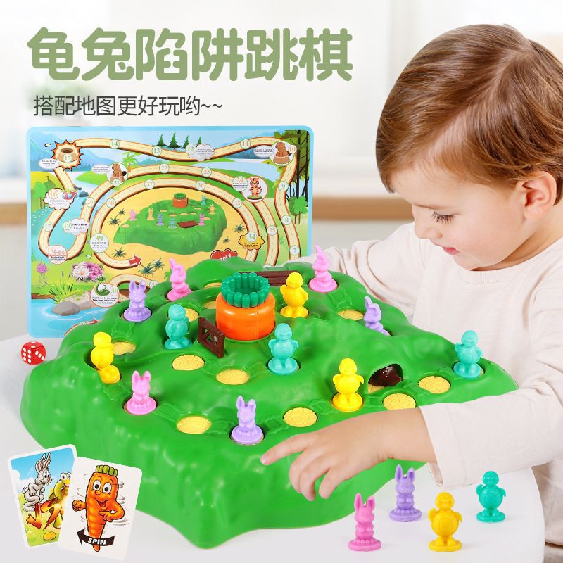 Children's Rabbit Trap Tortoise and Hare Race Children's Board Game Parent-Child Interactive Toy Two-Player Battle Educational Training Game