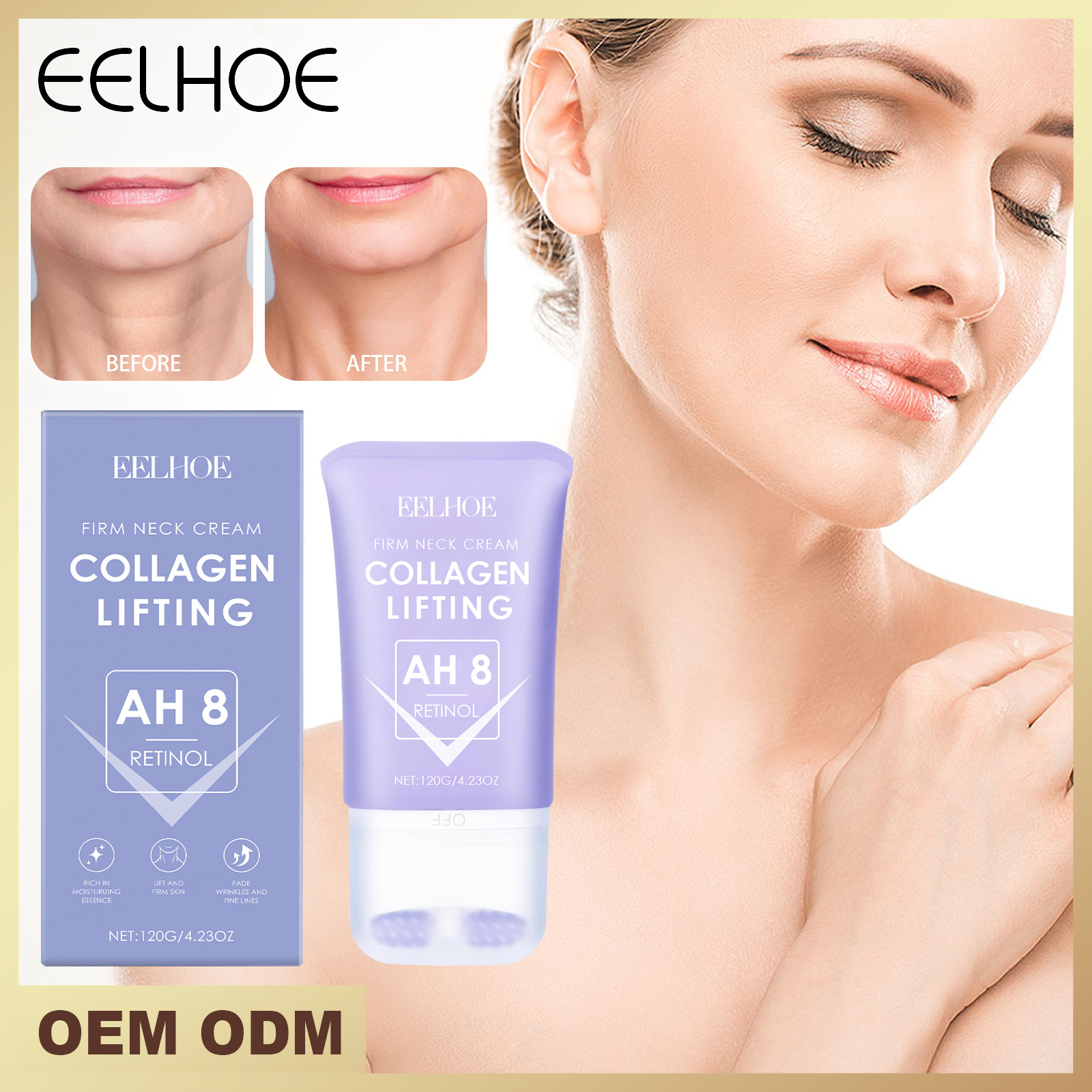 Eelhoe Neck Care Roller Neck Cream Neck Lines Fine Lines Firming Neck Skin Care Moisturizing Moisturizing Neck Cream