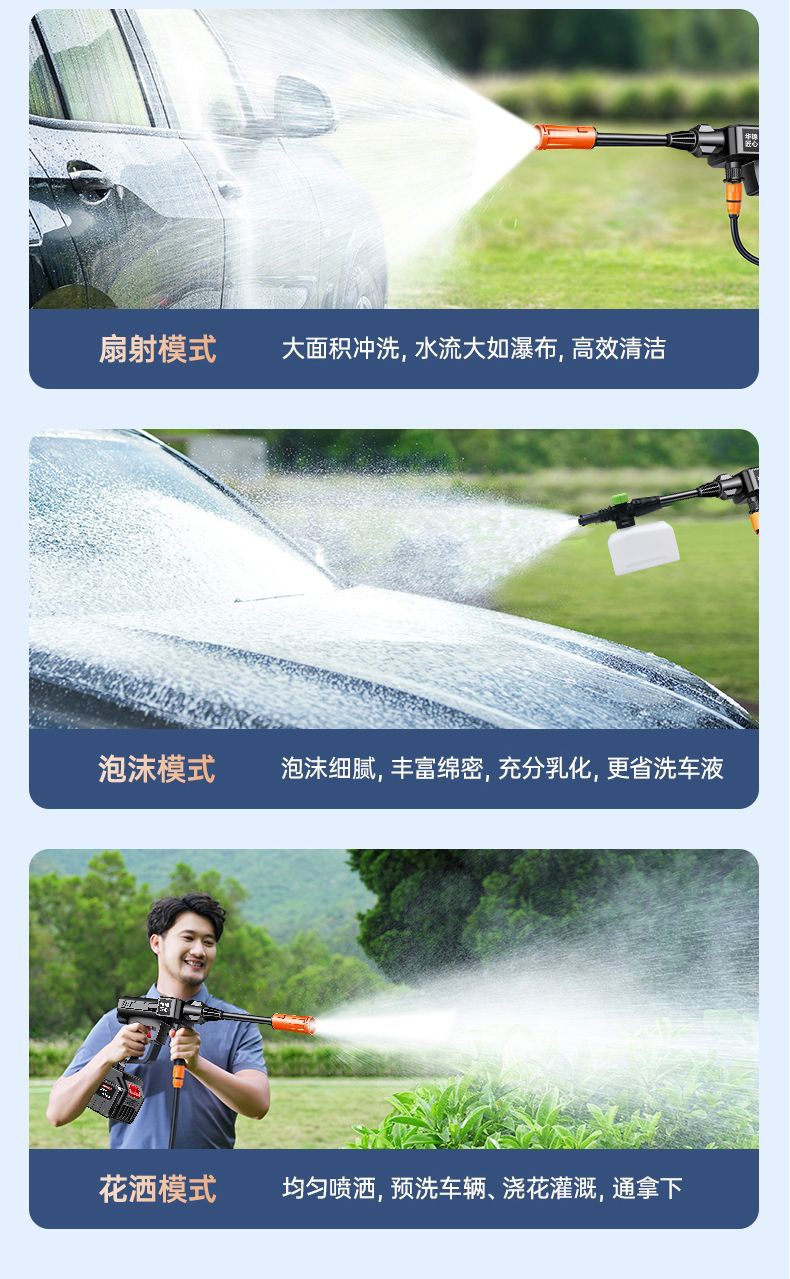 New German Brushless Car Washing Machine, Ultra-High Pressure Water Gun, Lithium Electric Brush Car Spray, Vegetable Watering Cleaning Artifact, Spray Artifact