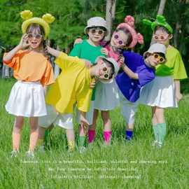 六一儿童演出服装幼儿园舞蹈糖果色毕业照恤小学生啦啦队表演服
