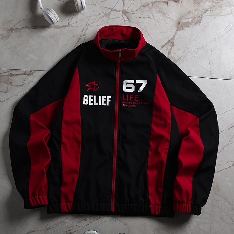 【Cross-Border Exclusive】European and American Cross-Border Stand-Collar Jacket for Men 2026 New Color-Blocking American-Style Trendy Men's Fashion