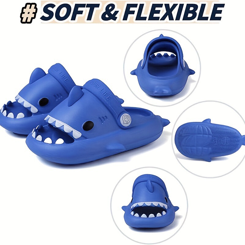 2026 Cross-Border New European and American Kidsren's Pillow Slippers Shark Slide Boys Girls Toddlers Clouds