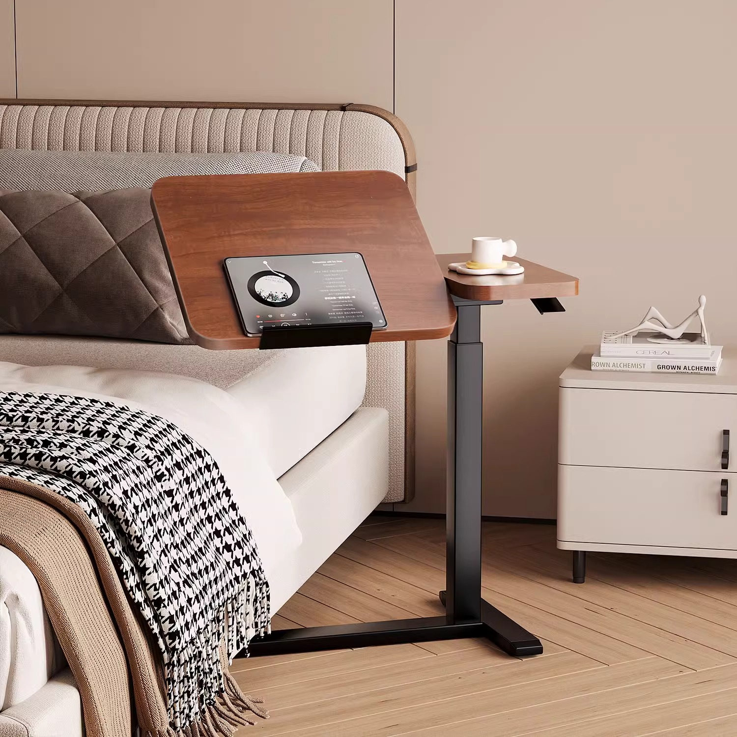 Mesa de cama elevable móvil mesa de computadora sala de estar sofá lado de mesa de escritorio mesa de estudio de cama de dormitorio
