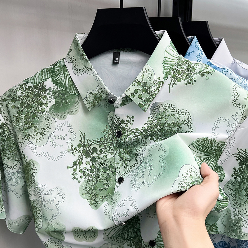Men's Casual Suit 2026 Summer Quick-Drying High-Quality Loose-Fitting Printed Casual Short-Sleeved Floral New Shirt Men's Casual Suit 2026 Summer Quick-Drying High-Quality Loose-Fitting Printed Casual Short-Sleeved Floral New Shirt