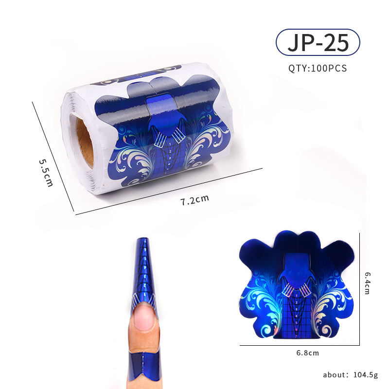 Soporte de papel de uñas de herradura extensión de fototerapia de cristal herramienta de uñas arte de uñas mariposa mosca titular de dedo rectangular 100 unids/rollo