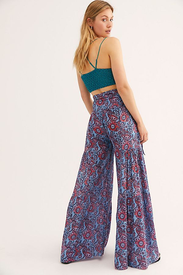 printing loose high waist flared wide-leg pants-Multicolor NSMDF131107